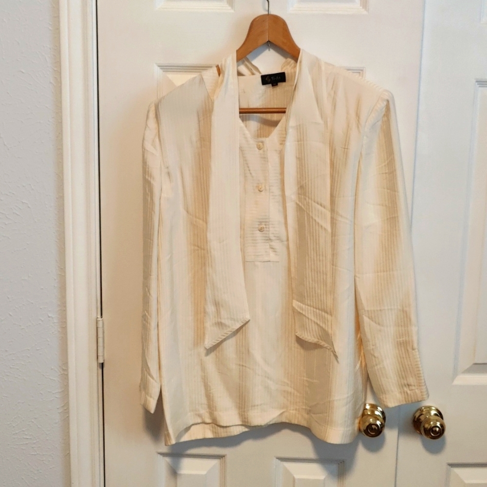 Womens Silk Cream Blouse